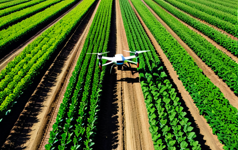 Modern Organic Farm**
"A lush, green organic farm in the Middle East, showcasing healthy crops growing in neat rows. In the background, modern farming equipment like drones are being used for monitoring. A farmer in modest clothing is inspecting the crops. The scene is vibrant and sunny. safe for work, appropriate content, fully clothed, professional, perfect anatomy, natural proportions, high quality, family-friendly."
**
