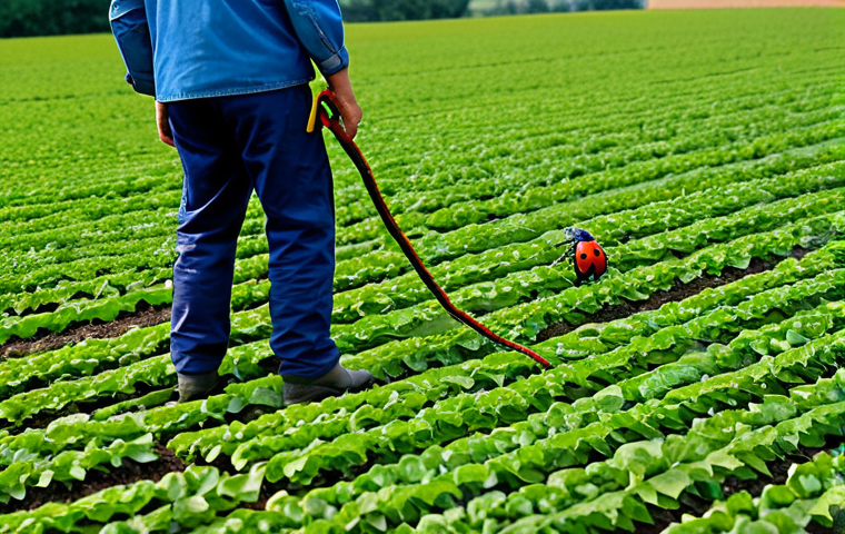 유기농업관리사와 지속 가능 경영 - Drip Irrigation System**

"A farmer in modest clothing tending to a lush vegetable garden using a dr...