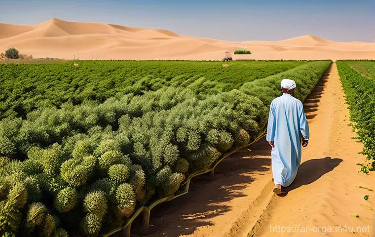 유기농업관리사 관련 대학원 진학 정보 - Image Prompt 1: "Vibrant Organic Harvest in the Arabian Desert"**